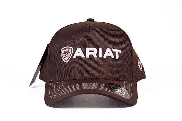 Boné ARIAT - marrom escuro bordado branco