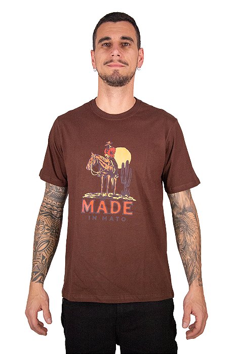 Camiseta Masculina Made in Mato - CE1995 Marrom