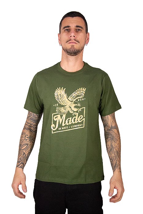 Camiseta Masculina Made in Mato- Eagle Verde Ref CE1992