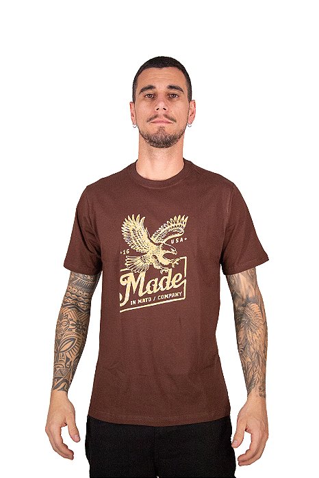Camiseta Masculina Made in Mato - Eagle Marrom Ref CE1990
