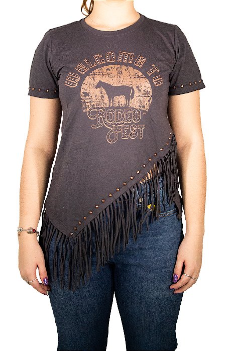 T-Shirt Moon Horse - Rodeo Fest Franja Chumbo Ref 0113516UN
