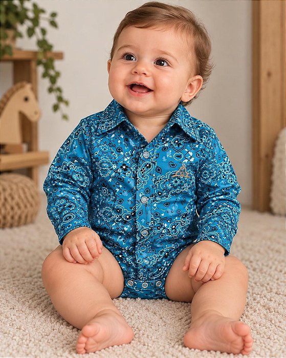 Body Infantil Stable - Azul / Manga Longa