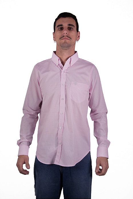 Camisa Masculina Ariat - Manga Longa - Lilás/Cinza