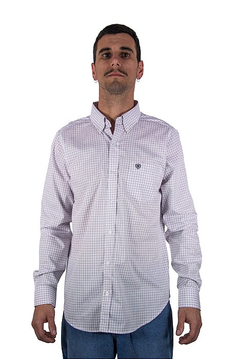 Camisa Masculina Ariat - Manga Longa - Xadrez/Preto
