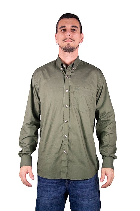 Camisa manga longa - Stable Brand - Verde Musco - Lisa