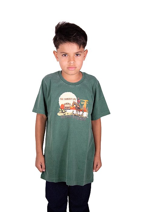 Camiseta Masculina Infantil - Stable Brand Estonada Verde Militar