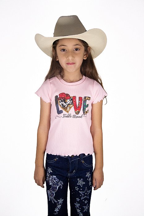Camiseta Infantil Feminina Stable - Rosa