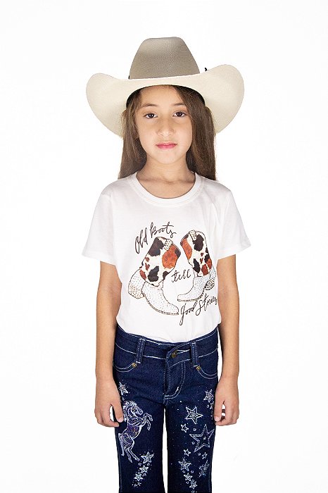 T-SHIRT Feminina Infantil Ox Horns - Bota Creme