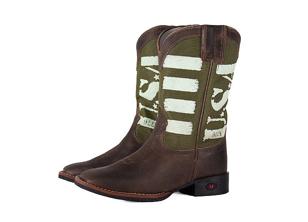 Bota Infantil Masculina Austin - Med Dog/Musgo USA - Solado Flex