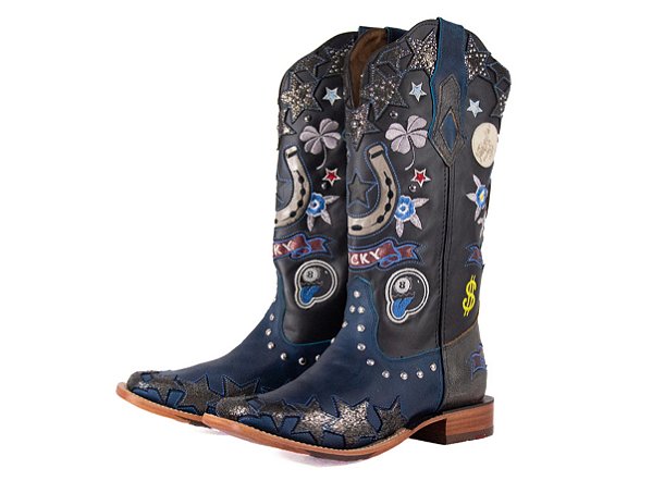 Bota Feminina Goyazes - Dallas Turquesa/Mustang Preto - Solado Couro - 263201 CC_03
