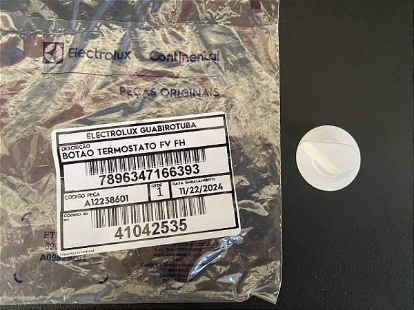 Botão termostato Freezer Electrolux FE19, FE23, FE27, H330, H440, H550 A12238601 Original