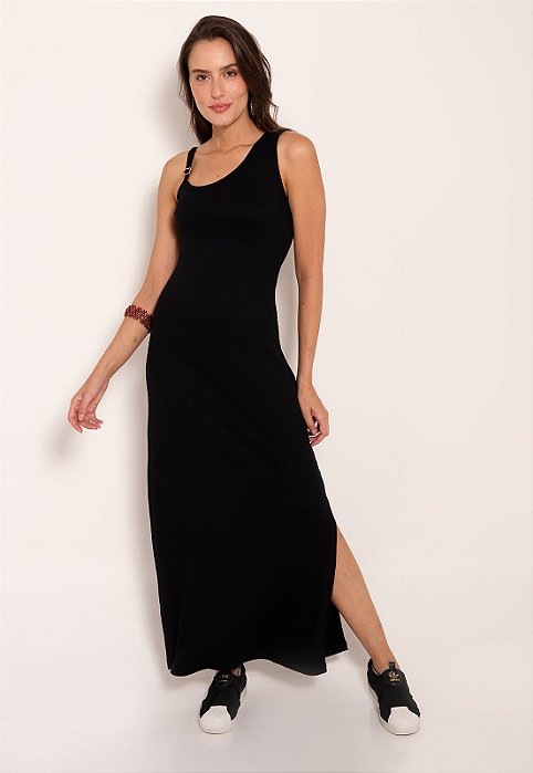 Vestido Feminino Longo Canelado