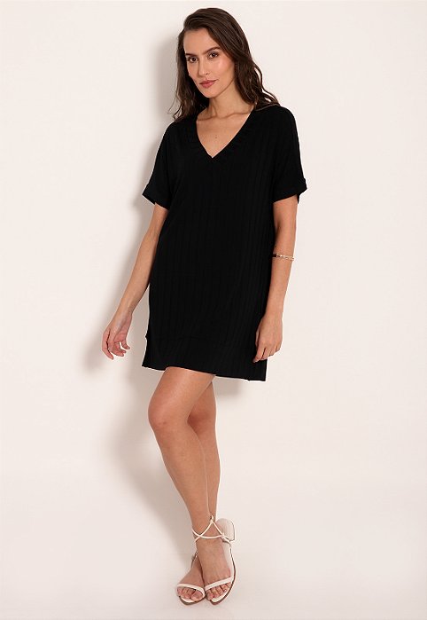 Vestido Curto Camisetão Texturizado