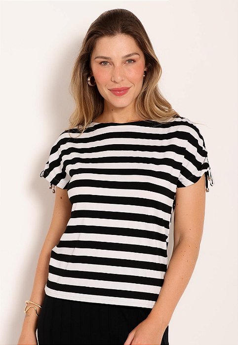 Blusa Feminina Listrada Com Alça Ajustável