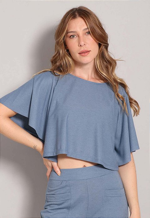 Cropped Feminino Manga Morcergo Piquet Bella