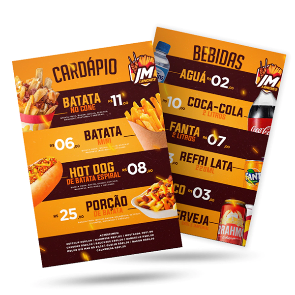 Cardápio em PVC