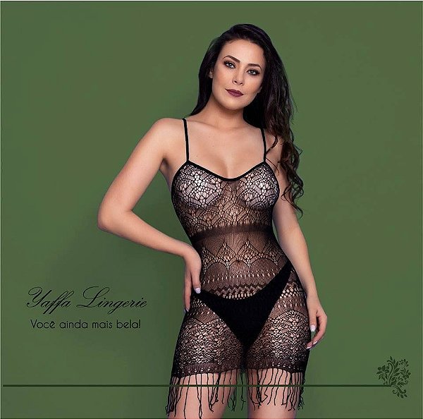 Mini Vestido com Franjas - Y6017 Yaffa Lingerie