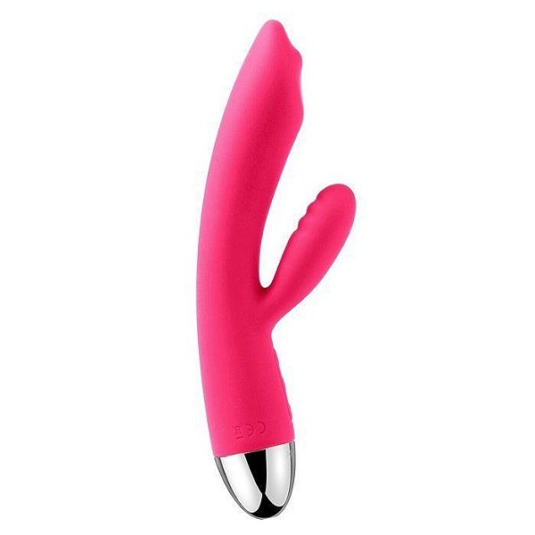 Vibrador com Estimulador Clitoriano e Rolamento para Ponto G  - TRYSTA RED - Svakom