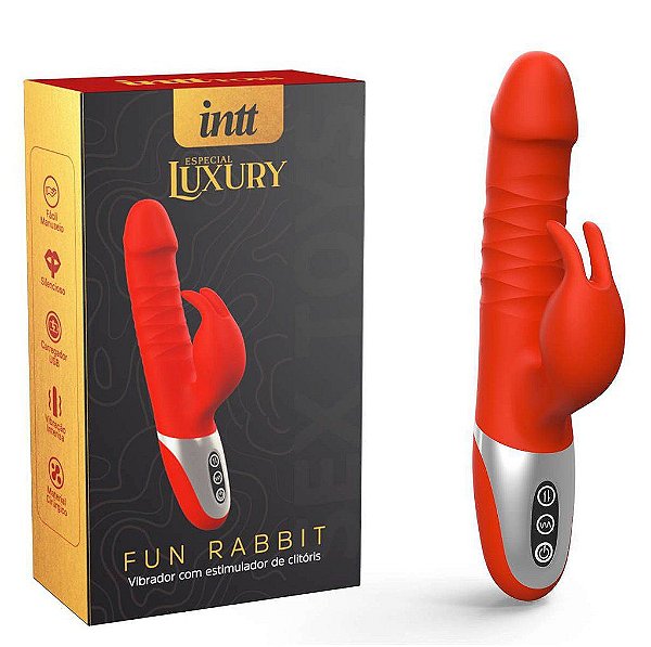 FUN RABBIT LUXURY - Vibrador Rabbit Vai e Vem Recarregável Sex Machine 7 Vibrações - INTT