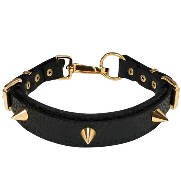 FETICHE CHOKER ATHENA PYTOHON SPIKE 8 PRETO U