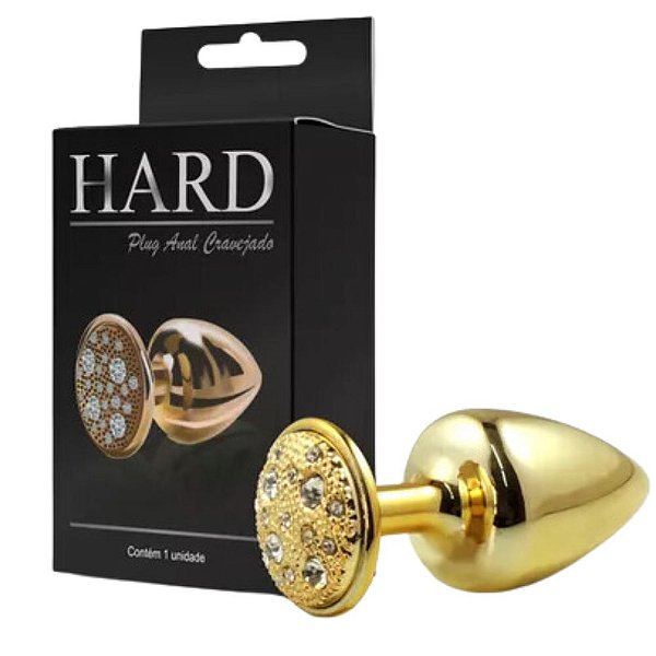 PLUG ANAL CRAVEJADO EM STRASS HARD (HA135) DOURADO M