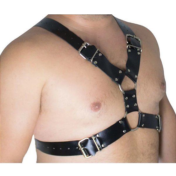 FETICHE COURO HARNESS EM Y BY022 PRETO