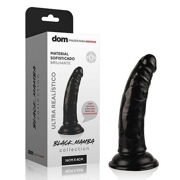 PROTESE BLACK MAMBA COM VENTOSA 16X4CM  PRETO