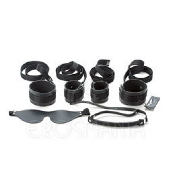 FETICHE COURO KIT BONDAGE (AL027) PRETO