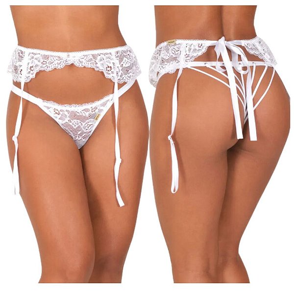 LINGERIE SENSUALLE CINTA LIGA SE LIGA BRANCO