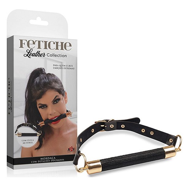 FETICHE MORDAÇA COM DETALHES DOURADOS BDSM08