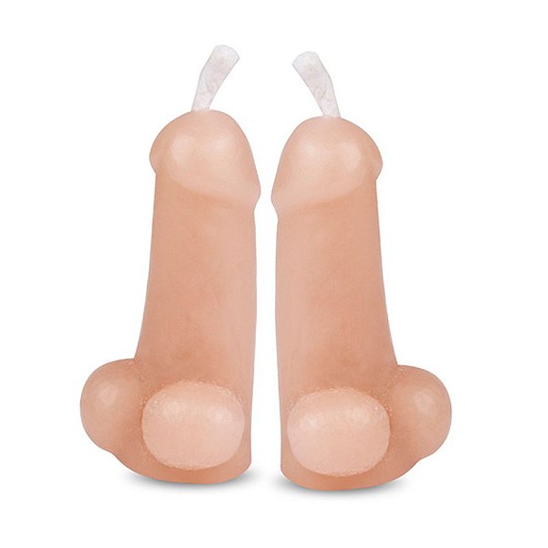 KIT COM 2 VELAS EM FORMATO DE PENIS COM ESCROTO