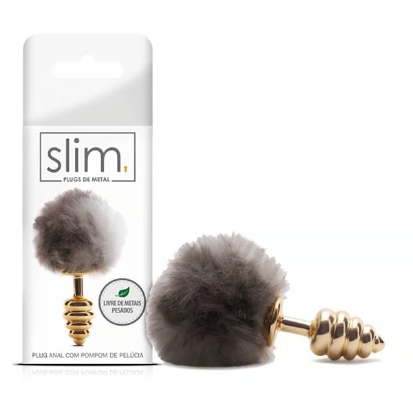 PLUG ANAL COM POMPOM DE PELÚCIA SLIM SEXY FANTASY