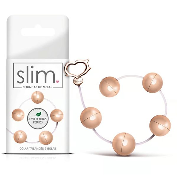 COLAR TAILANDES COM 5 BOLAS DE METAL SLIM SEXY FANTASY ROSE