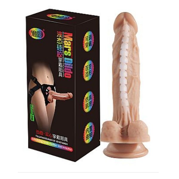 CINTA PENIANA MARS DILDO C/ ESCROTO E VENTOSA 19,5 X 4,0CM