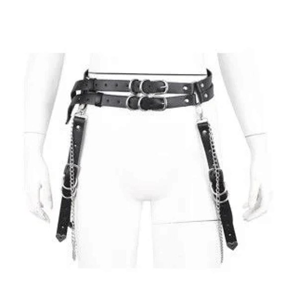 FETICHE HARNESS DE PERNA COM CORRENTES LOVETOYS PRETO GG