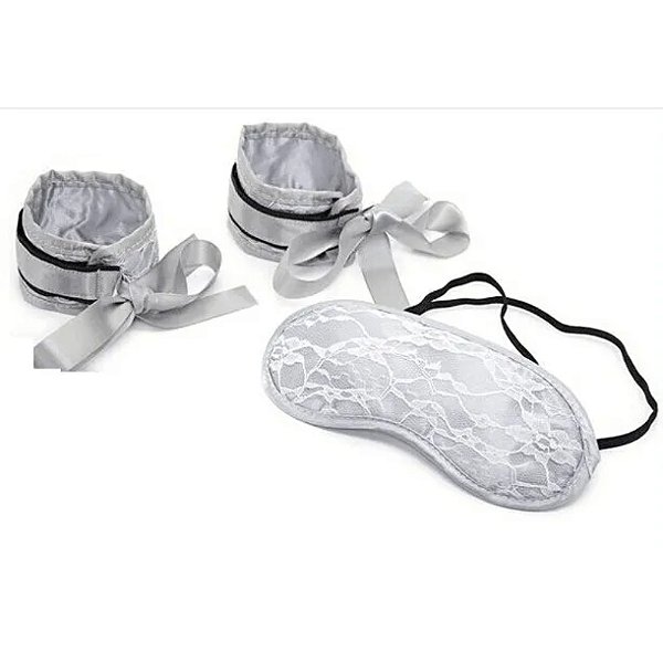 FETICHE KIT BONDAGE ALGEMA E VENDA LOVETOYS CINZA
