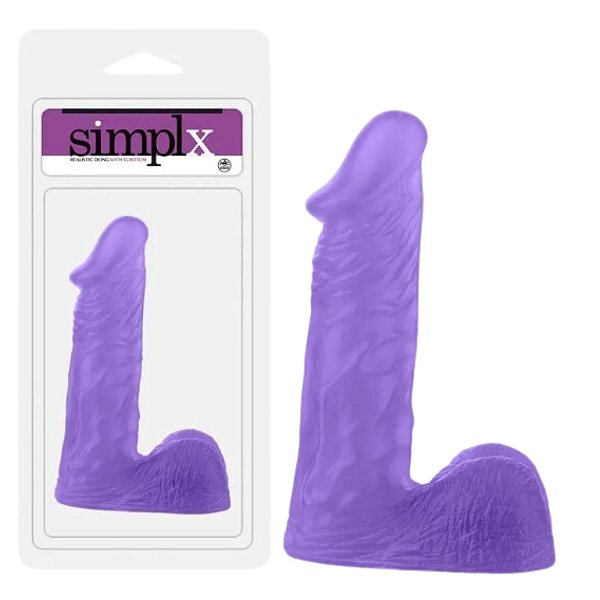 PROTESE REALISTICA LILAS C/VEIAS E ESCROTO 15CM ROXO