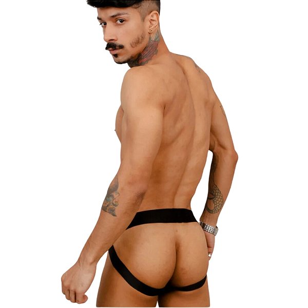 CUECA JOCKSTRAP FETICHE PRETO/AZUL