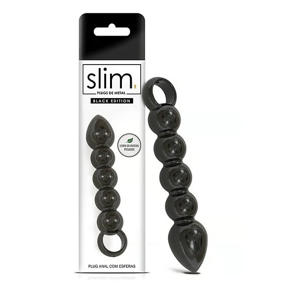 PLUG ANAL COM ESFERAS BLACK EDITION SLIM SEXY FANTASY PRETO