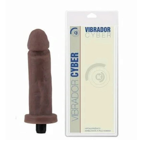 Pênis Realístico com Vibrador em CYBERSKIN Cor CHOCOLATE - 18 x 4 CM PK323CH