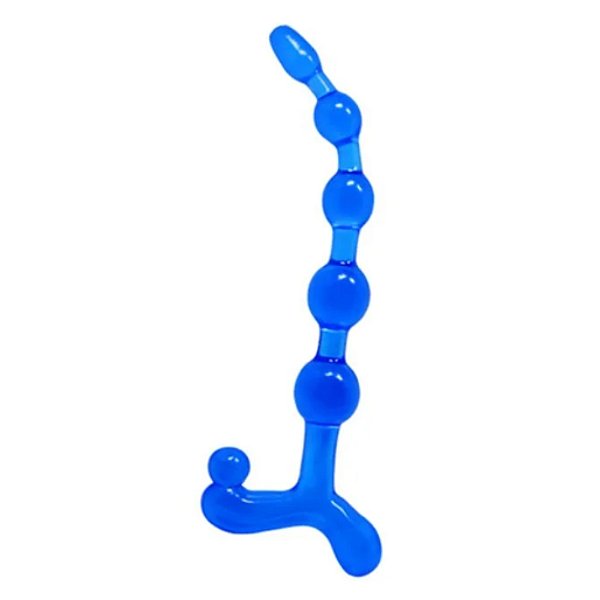 PLUG ANAL ESFERAS EM JELLY BENDY TWIST AZUL U