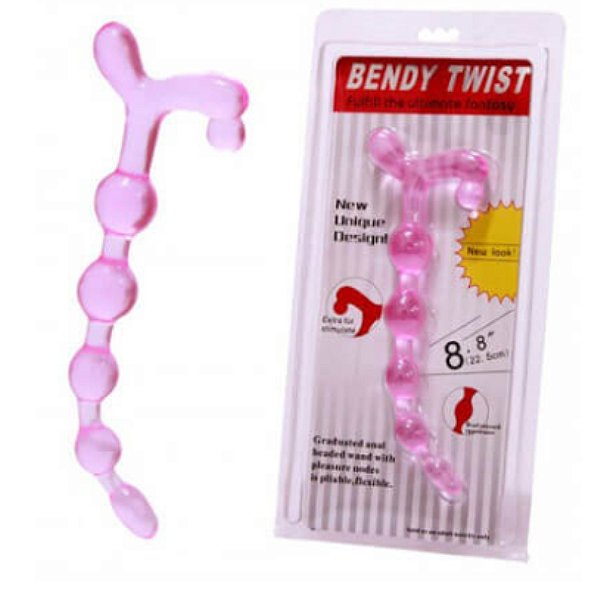 PLUG ANAL ESFERAS EM JELLY ROSA BENDY TWIST U