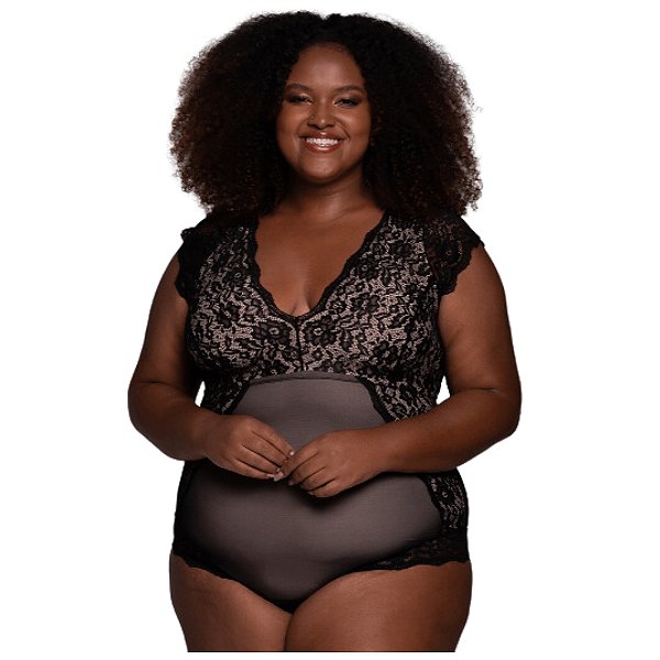 BODY SEM BOJO EM RENDA PLUS706603 LIEBE PRETO (T)