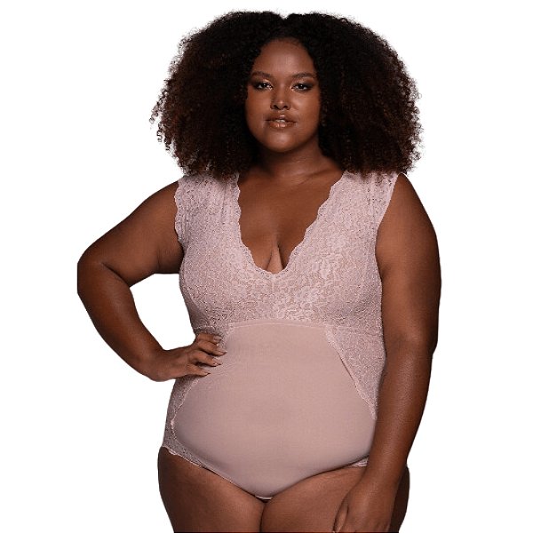BODY SEM BOJO EM RENDA PLUS706603 LIEBE NUDE (T)