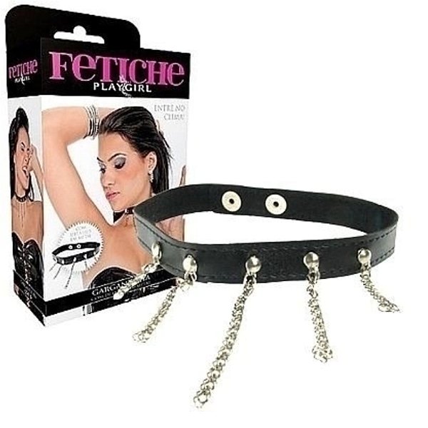 FETICHE GARGANTILHA C/DETALHE EM METAL PRETO U