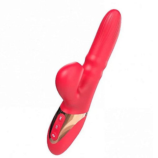 Vibrador Recarregável Ponto G Com Anéis Vai e Vem e Clitóris com Sucções - PG123 / 7465 / XE1010
