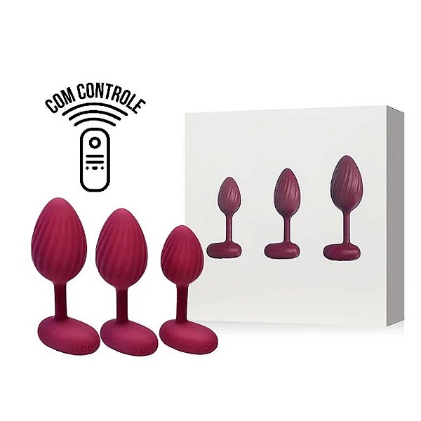 PLUG ANAL VERSION - Kit 3 Plug Anal Recarregáveis em Silicone com Controle Remoto - DF957