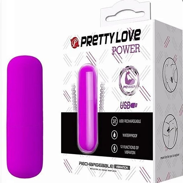 Vibrador POWER Bullet Curto Cápsula RECARREGÁVEL - 12 Vibrações SUPER POTENTES MV062 5916
