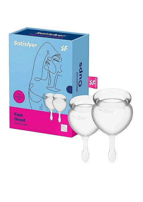 Coletor Menstrual Reutilizável Copo Satisfyer Feel Good com 2 unidades SILICONE GRAU MÉDICO - SATISFYER