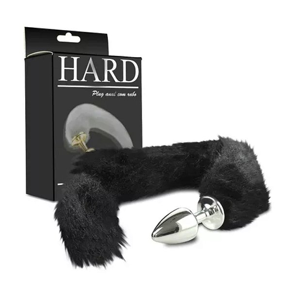 PLUG ANAL COM RABO HARD (HA116) CROMADO/PRETO U